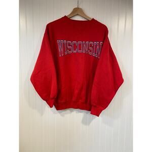Vintage Wisconsin Badgers Sweatshirt Adult Large Red Crewneck Hanes Y2K
